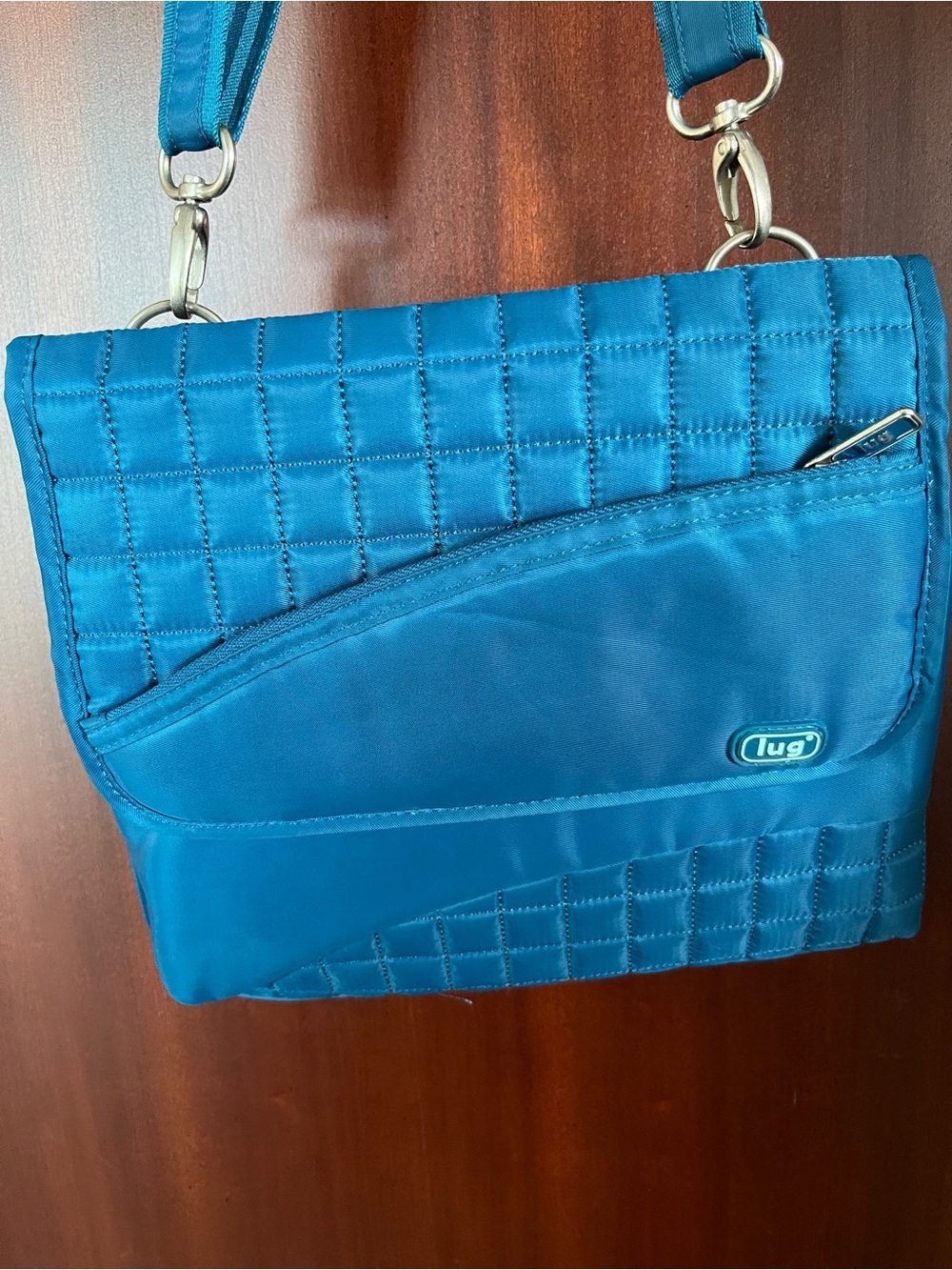 Lug Skipper Crossbody Bag Quilted Aqua Blue Travel Handbag Purse